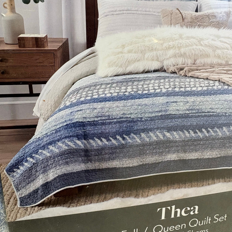 Koolaburra by UGG Thea 3pc Quilt Set Quilt & 2 Shams, Full/Queen - Blue Abstract