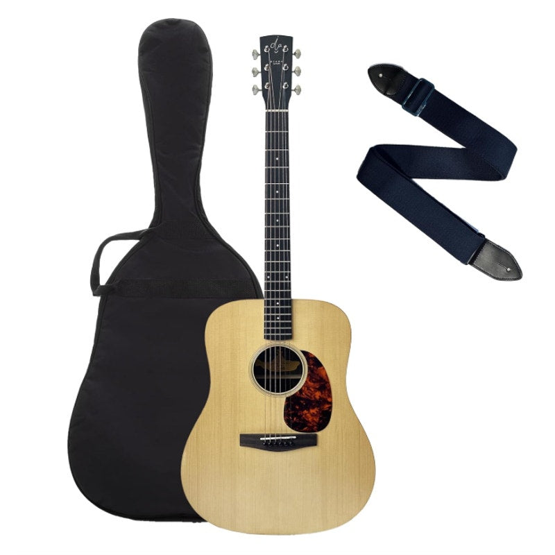 BPM 6 String Acoustic Guitar Bundle, Natural Steel w Case & Strap - Dreadnought