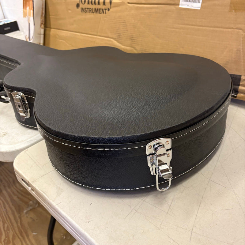 Glarry High-End Fine-Grain PU Leather Hard Guitar Case with Key Lock - Black
