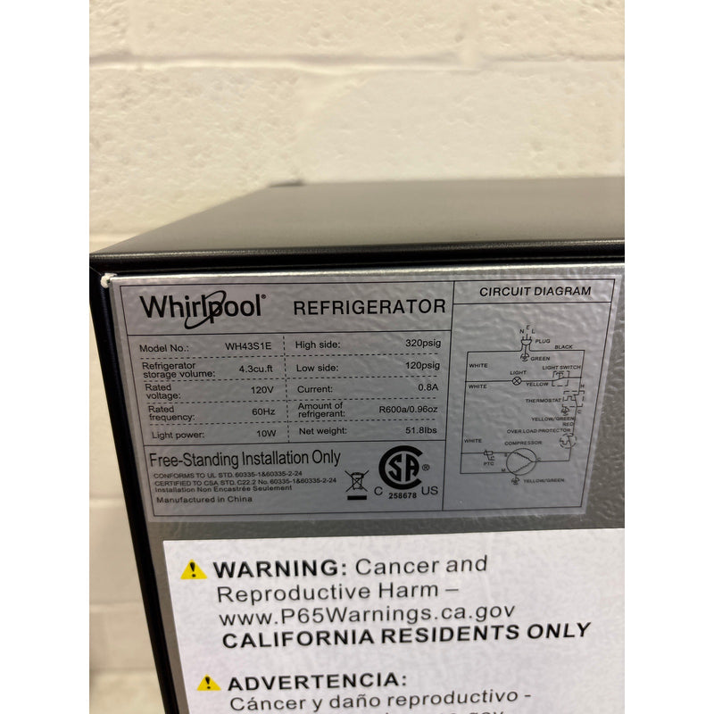 Whirlpool 4.3 cu ft Mini Refrigerator Stainless Steel 2 Shelves & Freezer 120V