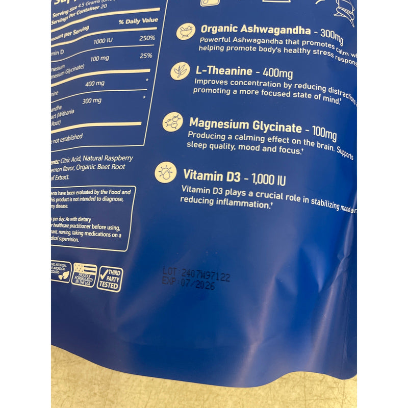 Supracalm Powdered Drink Packets 20 Relaxation/Focus No Sugar/GMO Rasp Lemonade