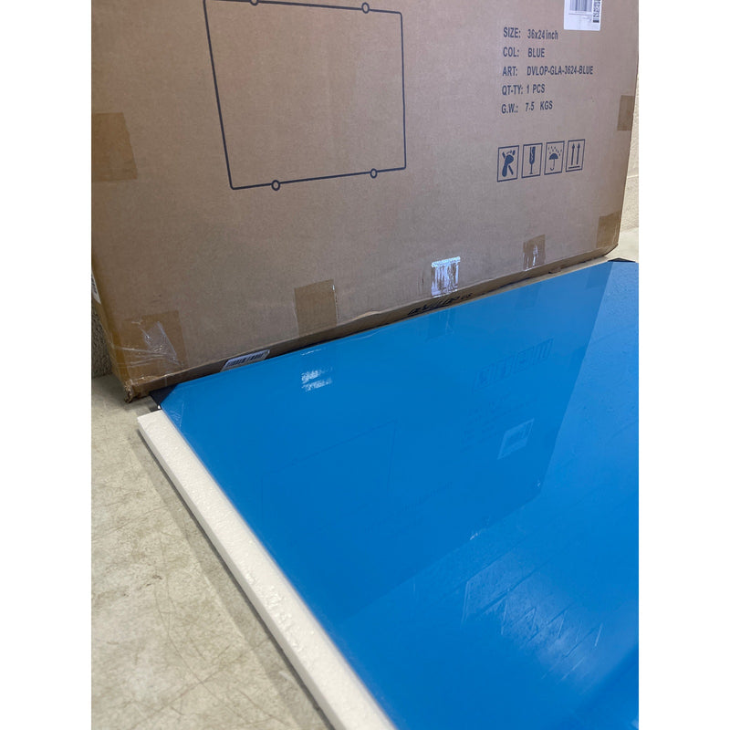 DEVELOP Magnetic Glass Whiteboard, Dry Erase Baard 36" x 24" Blue Frosted, w Markers