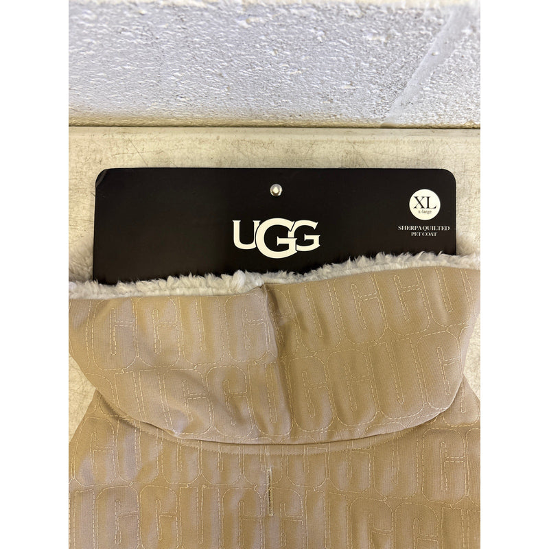UGG Sherpa Quilted Pet Coat, Hook & Loop Straps, Soft & Cozy, Tan - XL Size