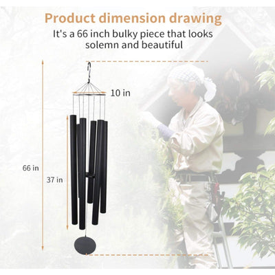 Taman 66" Wind Chime Outside Deep Tone Memorial Sympathy with 6 Tuned Tubes