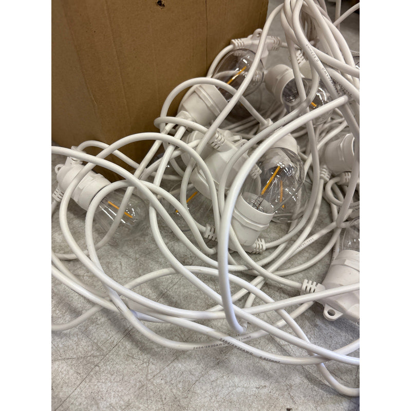 16 LED Bulbs White String Lights, 48ft White Outdoor Lights with 1W Shatterproof