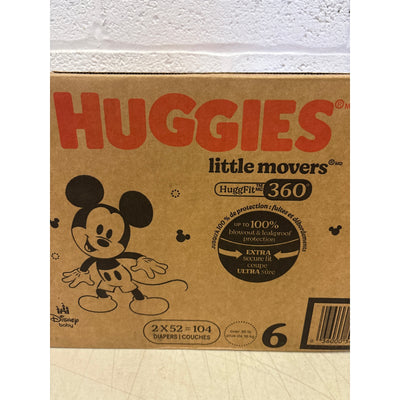 104-Count Huggies Size-6 Baby Diapers, Little Movers HuggFit 360° Waistband