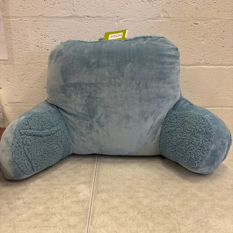 Soft Fuzzy Plush Backrest Pillow 32"W x 18”H Reading & Lounging - Blue