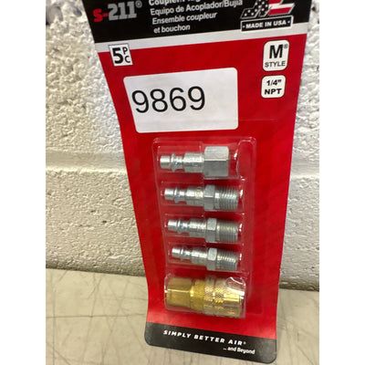 Milton Industries 1/4" NPT M Style Coupler and Plug Kit, 5 Piece Set, Max 300PSI