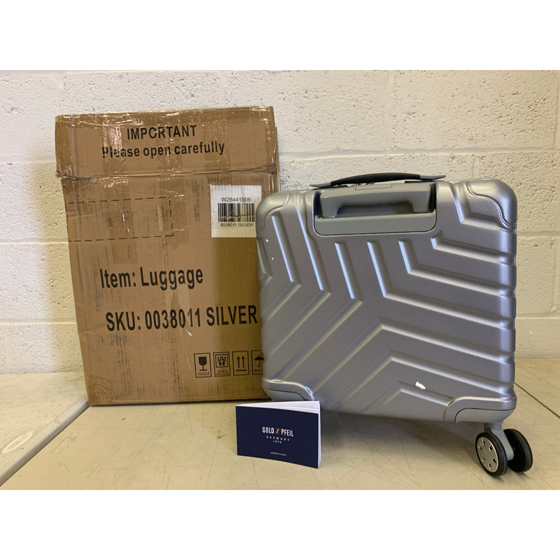 TravelHouse Hardcase Luggage 360 Wheels, Code Lock. Silver, 15"x18"x9"