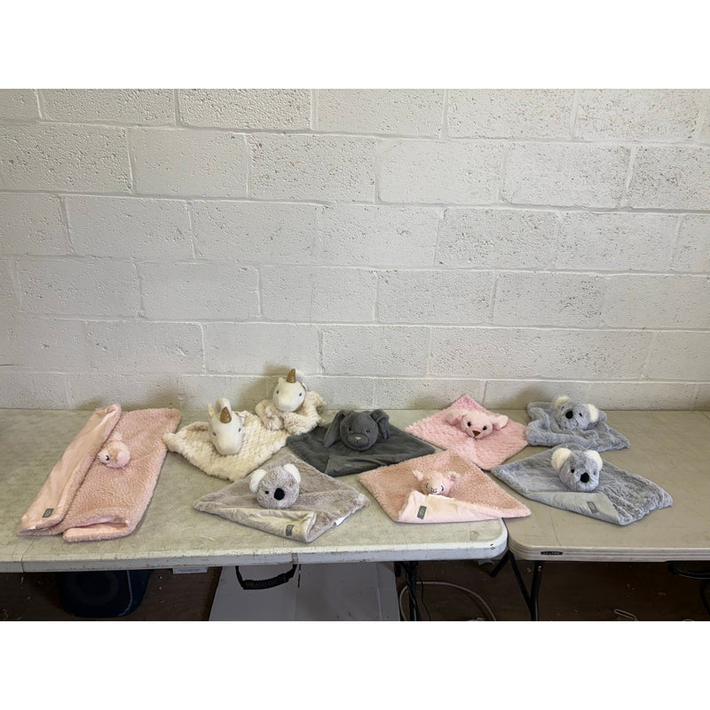 LOT-of-9 UGG Baby Security Blankets, Different Animals, Pink, Gray, Cream, Blue