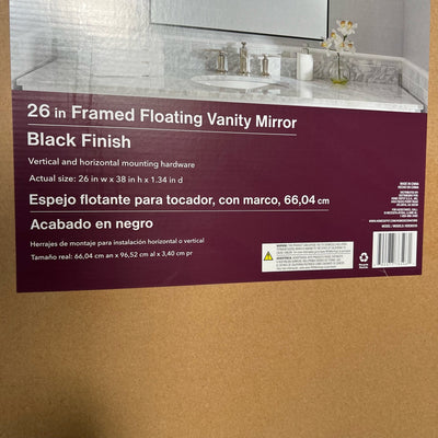 Home Decorators 26" W x 38" H Rectangular Floating Vanity Mirror Framed Black