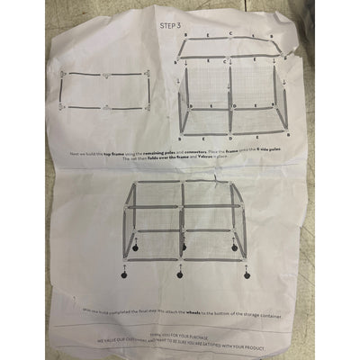 35"x33"x22" Mesh Pool Storage Bin Rolling Cart Organizer, Water Draining - Blue