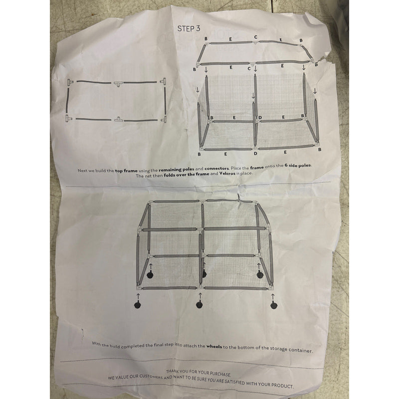 35"x33"x22" Mesh Pool Storage Bin Rolling Cart Organizer, Water Draining - Blue