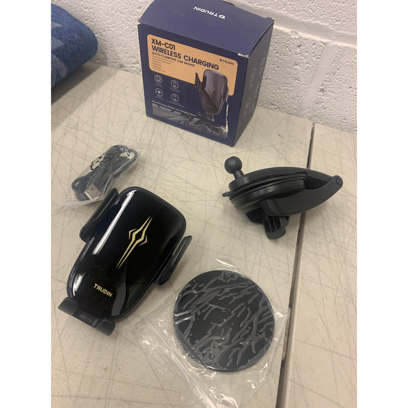 TRUDIN Wireless Charging Auto-Clamping Car Mount, Adjustable, w Power Cord