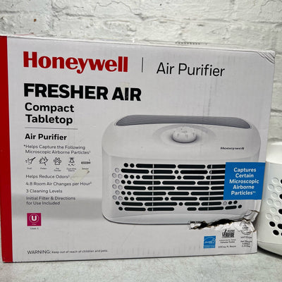 Honeywell Air Purifier 100 sq ft, Dual Action Air Filter, Tabletop, White