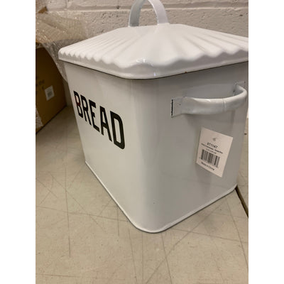 Audrey's White Enamelware Bread Box With Lid, Metal 11 X 14 x 9"