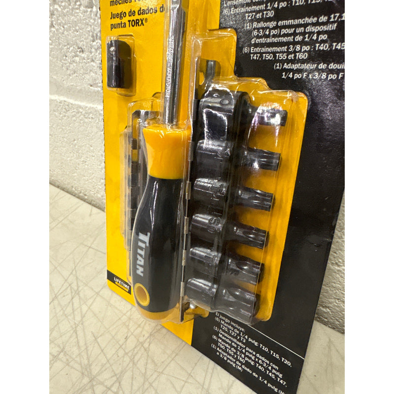 Titan 14 pc. Torx Bit Socket Set with Storage Rails, Hand Tools - 16190