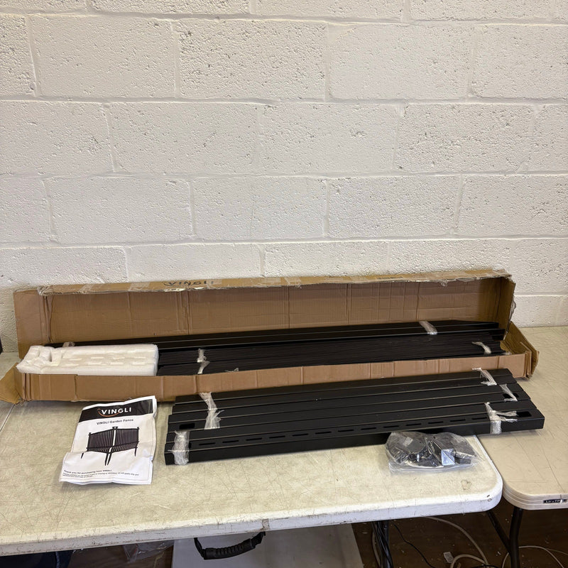 VINGLI Garden Fence Vinyl Fence Panels 2 Fences Make L Shape 36"x48" Panel Black