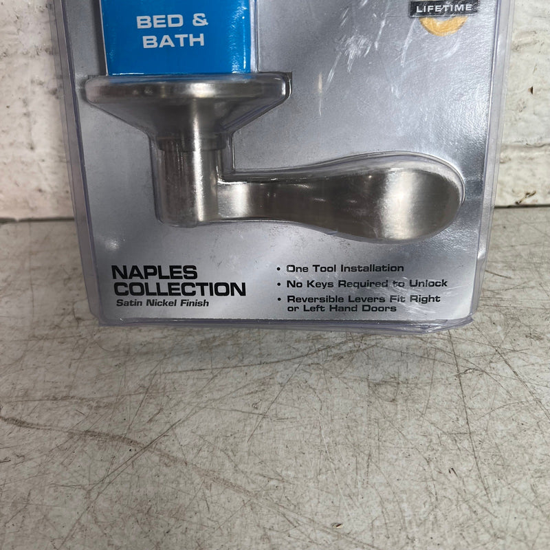 NEW Defiant NAPLES Bed & Bath Door Lever Handle, Satin Nickel