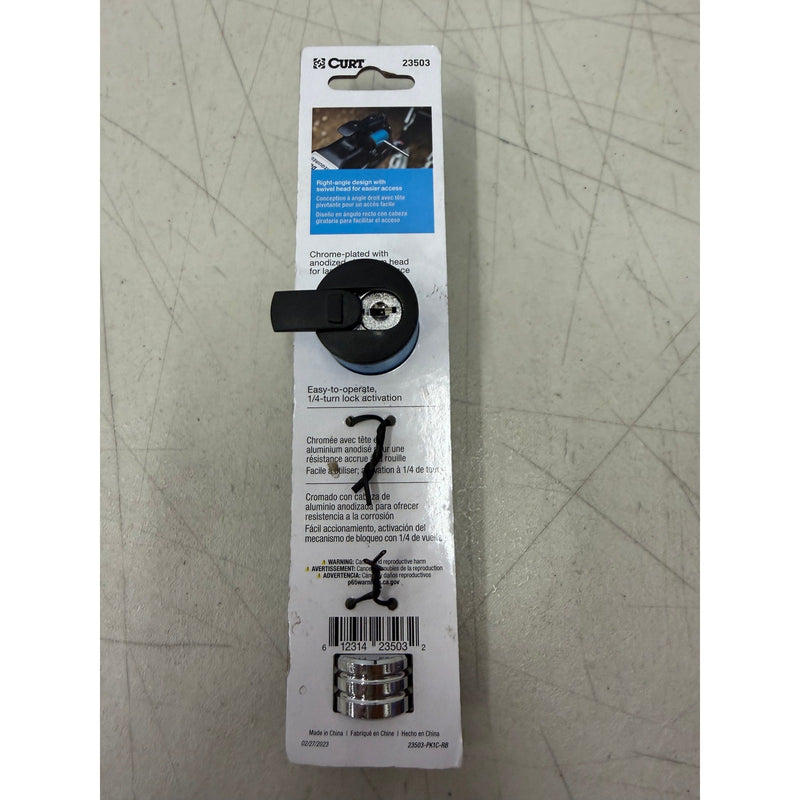 CURT Coupler Lock (1/4in. Pin; 1in. to 3in. Latch Span; Right-Angle; Chrome)