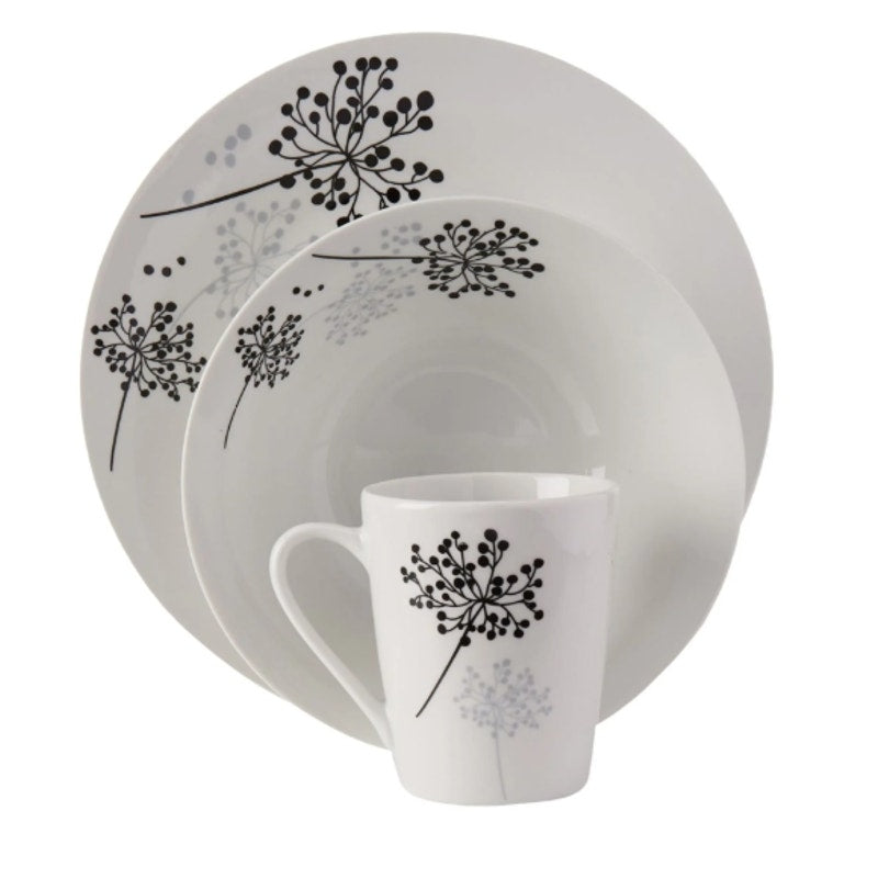 12-Piece Plates Bowls Mugs Floral Pattern, Gibson Home Netherwood Dinnerware Set