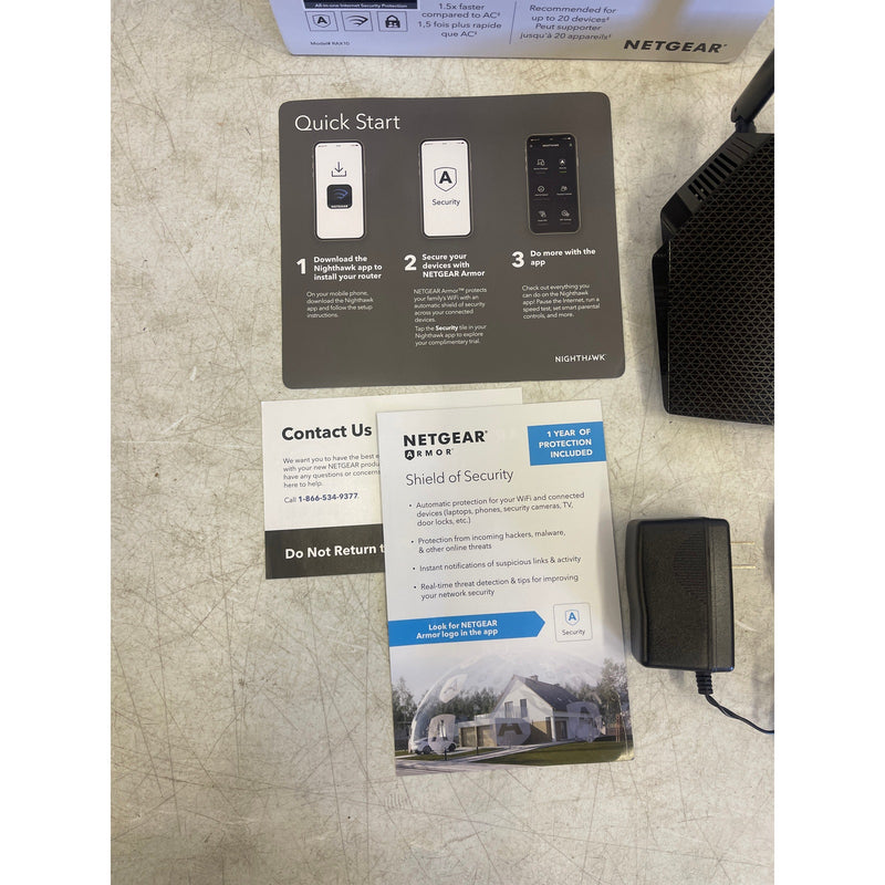NETGEAR - AX1800 Wi-Fi 6 Router with Ethernet cable, Power adapter - Black