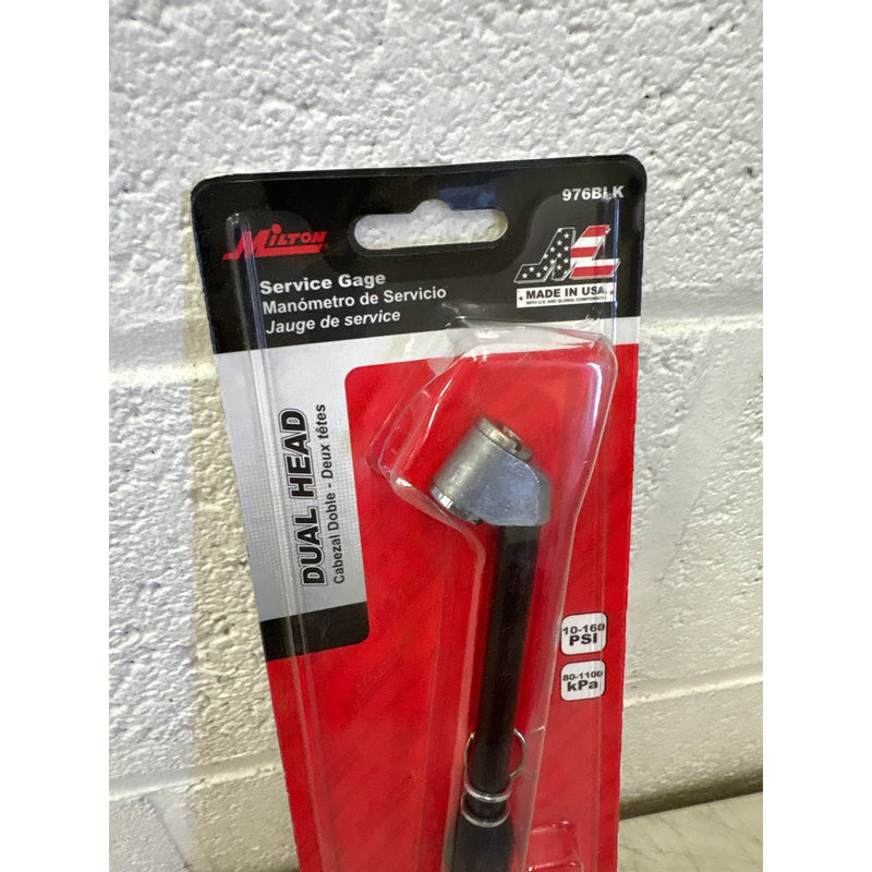 Milton Industries Service Gage Dual Head 10-160PSI Non Slip Poly Coating - Black