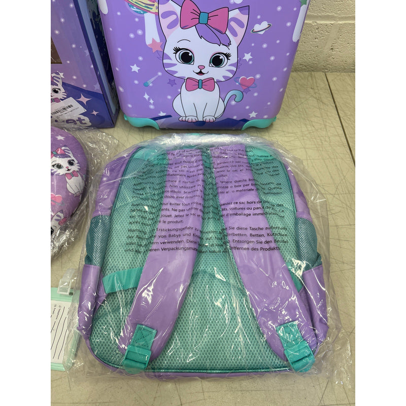 Inprof Cute Cat Kid’s Luggage Set 5-Piece Suitcase Set 16’’ Hardside Luggage