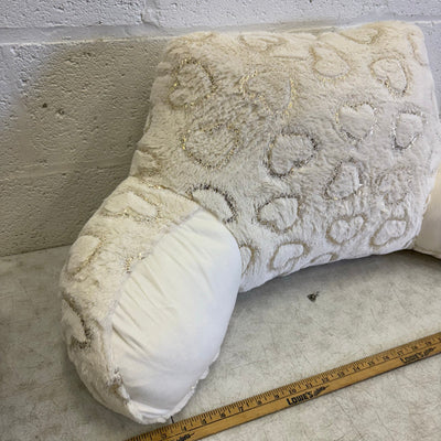 UGG Plush Backrest Pillow 32"W x 16"H Reading Pillow Soft - White w Heart Design