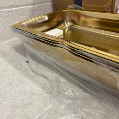 SET OF 4 ROVSUN 9-QT Rectangle Gold Chafing Dish Buffet Set, Full Size Pans READ