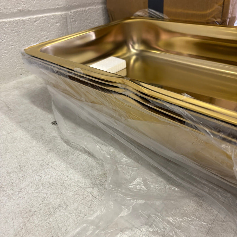 SET OF 4 ROVSUN 9-QT Rectangle Gold Chafing Dish Buffet Set, Full Size Pans READ