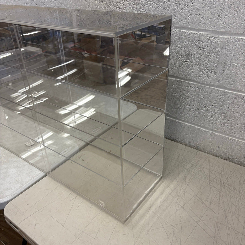 Clear Display Case w Mirror in Back 48 x 24 x 10.5 Inches, 4 Rows w Sliding Door