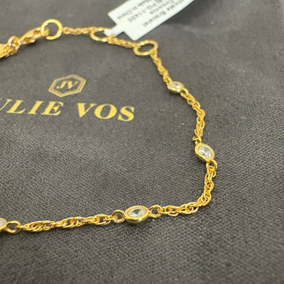 Julie Vos Celeste Delicate Bracelet, 24K Gold Plated, Cubic Zirconia, Adjustable