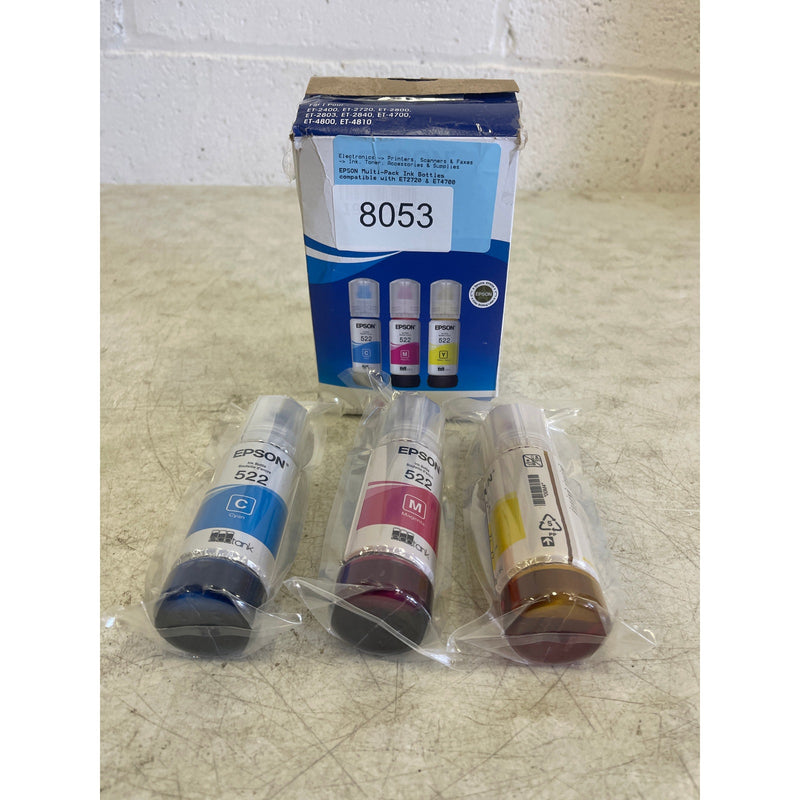 Epson - EcoTank 522 3-Pack Ink Bottles - Cyan/Magenta/Yellow - SEALED
