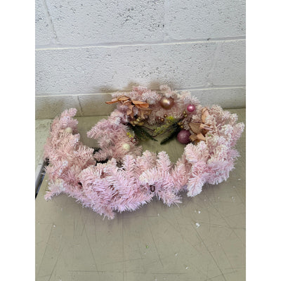 CCINEE 5.9ft Pink Artificial Christmas Garland, Battery Operated w LED lights