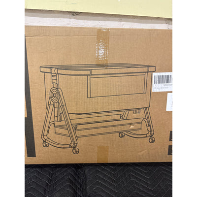 Bedside Baby Bassinet, 4 in 1 Portable Bassinet w Wheels, Adjustable Height Grey
