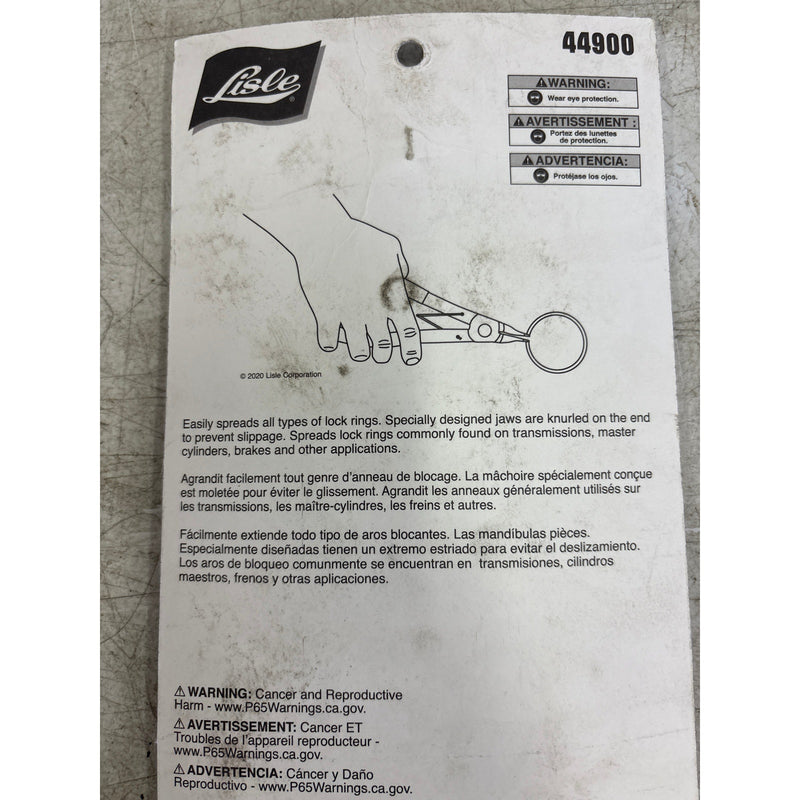 Lisle Lock Ring Pliers, Knurled Ends Prevent Slippage, Spread Lock Rings - 44900