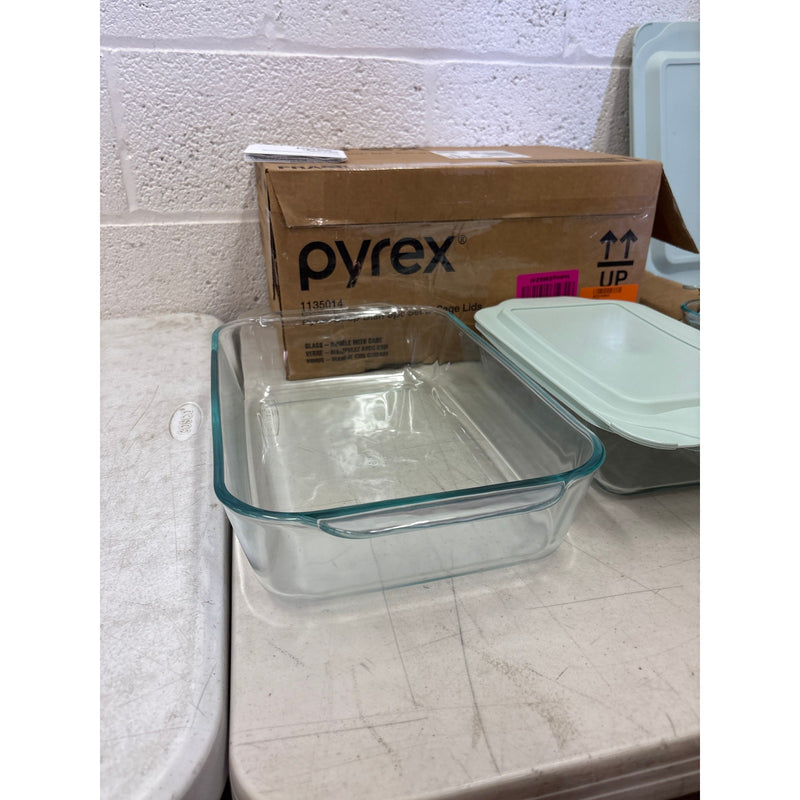 3-Pack Pyrex Deep Glass Baking Dish Set 9"x13", 7"x11", 8"x8" BPA-Free Lids