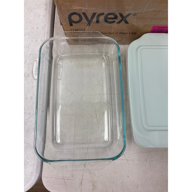 3-Pack Pyrex Deep Glass Baking Dish Set 9"x13", 7"x11", 8"x8" BPA-Free Lids