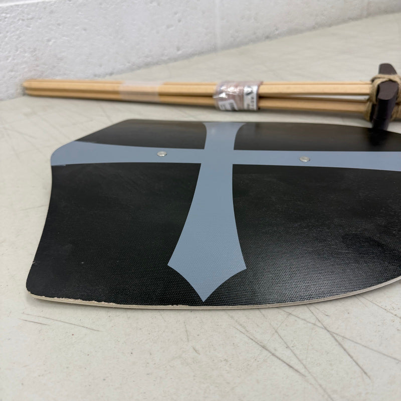 Knights Templar Style Wooden Sword & Shield Set, Lightweight & Durable - Black
