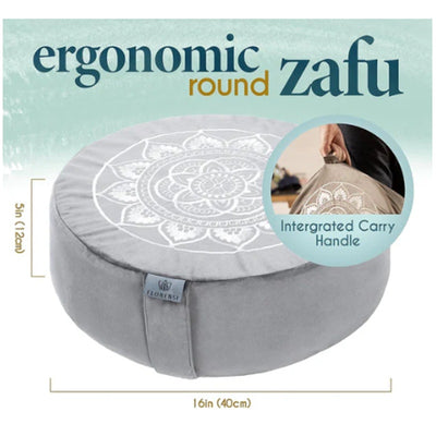 Florensi Round Meditation Cushion, Soft, Side Handle, 16 x 5 Inches, Sage Green