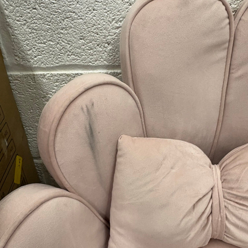 VINGLI Petal Makeup Vanity Chair with Back, Gold Legs & Bow Pillow - Pink