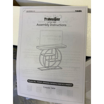 Tribesigns 41.3" Console Table, Industrial 4-Tier Sofa Table w Circle Base Brown