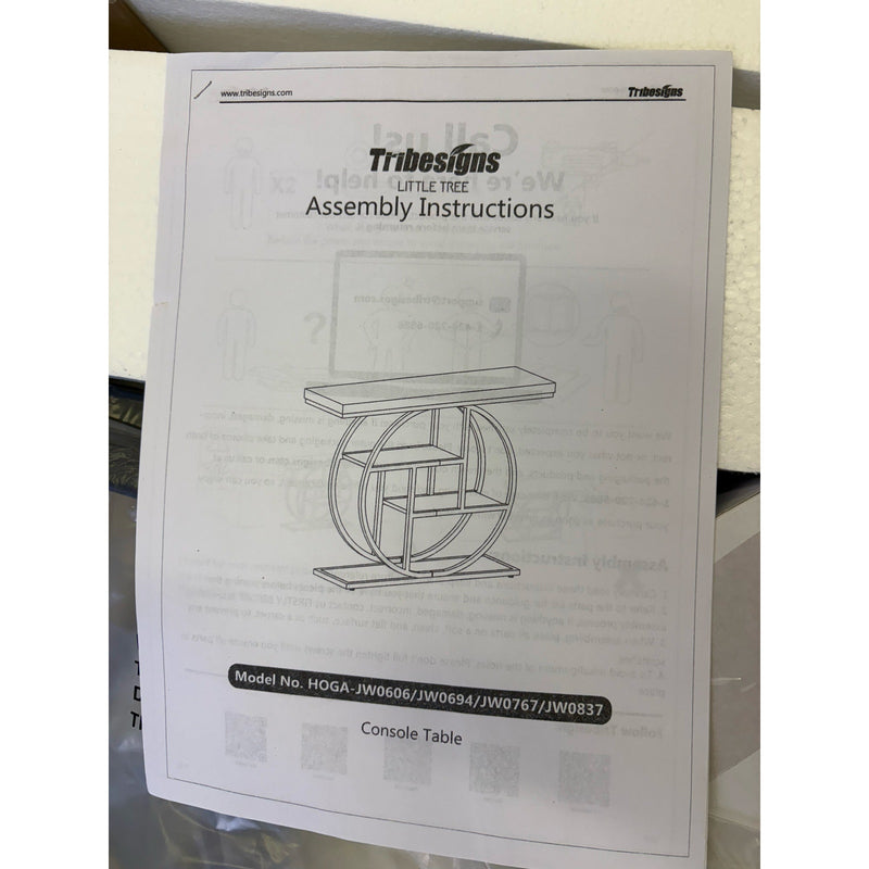 Tribesigns 41.3" Console Table, Industrial 4-Tier Sofa Table w Circle Base Brown