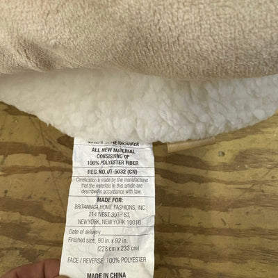 UGG Queen Comforter Soft Bedding Reversible with Fluffy Side- Tan / White