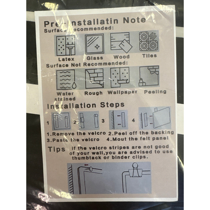 Large Bulletin Board 60"X36" Decorative Felt Pin Board, Foldable w Push Pins