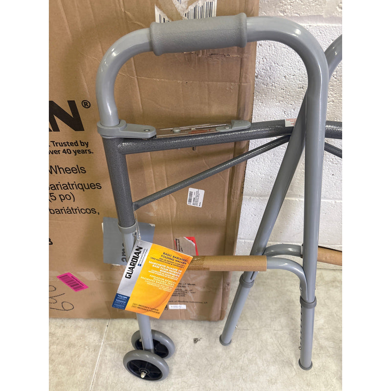 Medline Heavy Duty Bariatric Extra Wide Folding Walker w 5" Wheels Up to 600 lbs