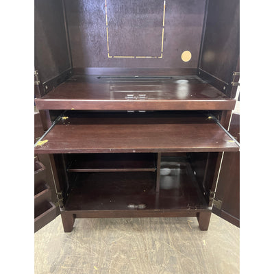 Cabinet Desk and Storage, Bulletin, Dry Erase, Pull Out Keyboard Tray Wood Brown