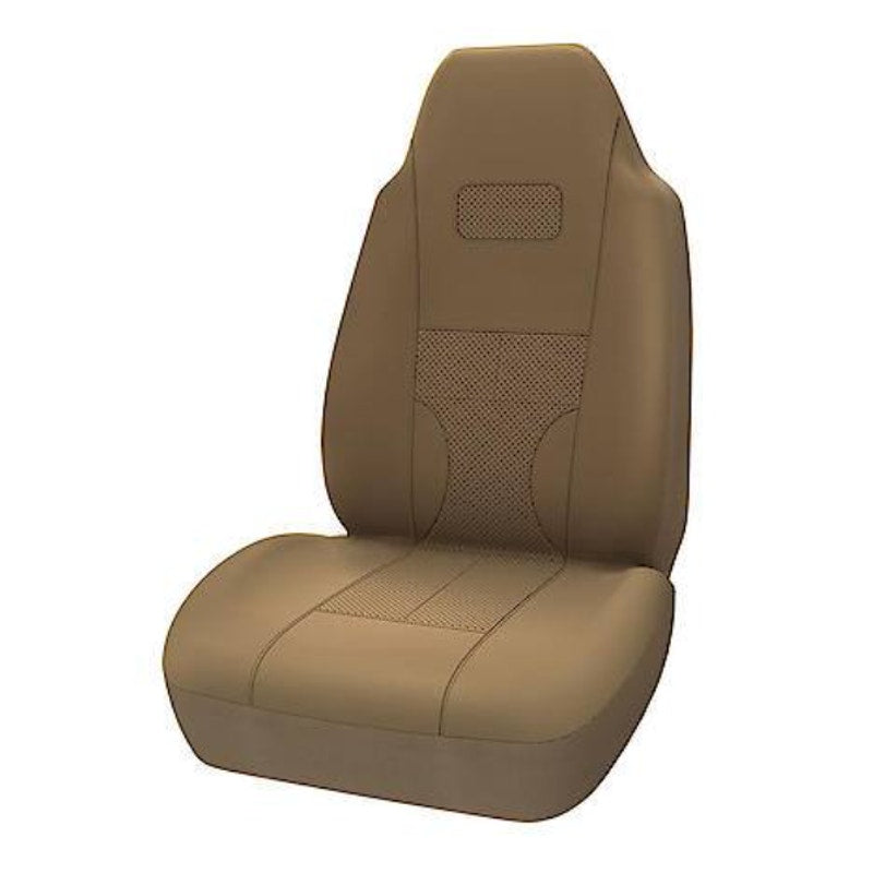 1-PACK AutoCraft Car/SUV Seat Cover Tan PU Leather Universal Fit, High Back