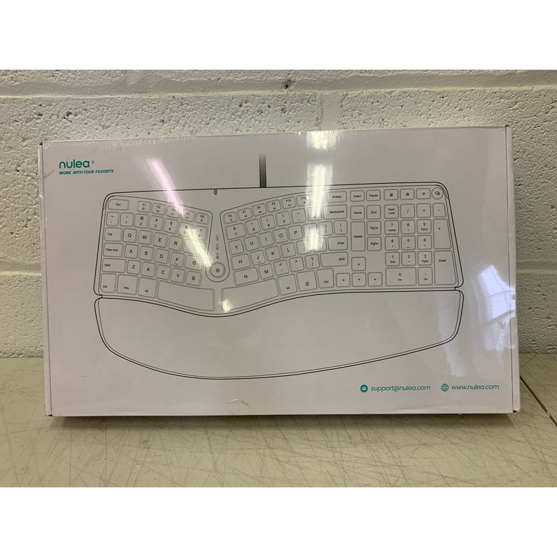 Nulea Ergonomic Split Keyboard, Wired, w Pillowed Wrist and Palm Support, White